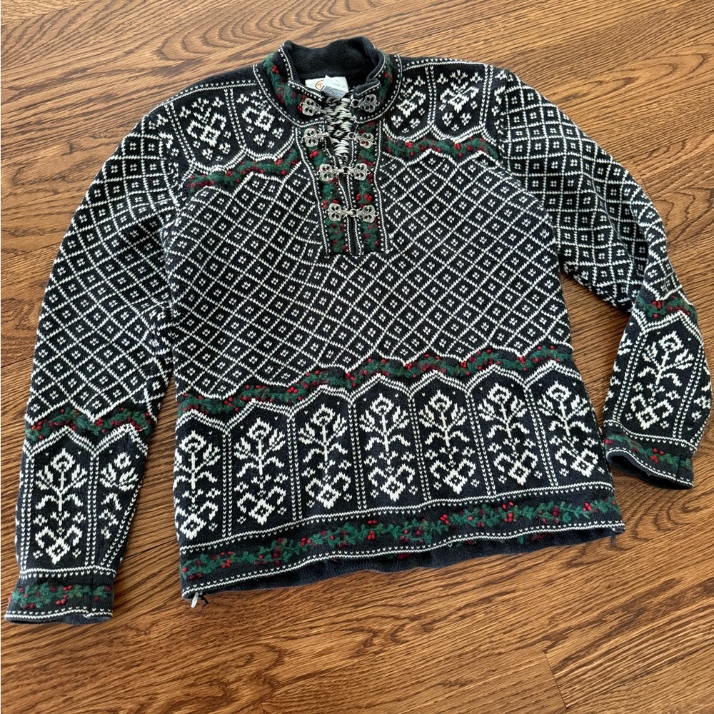 TALBOTS VINTAGE Fair Isle Nordic Cotton Sweater Heritage Viking Traditional S
